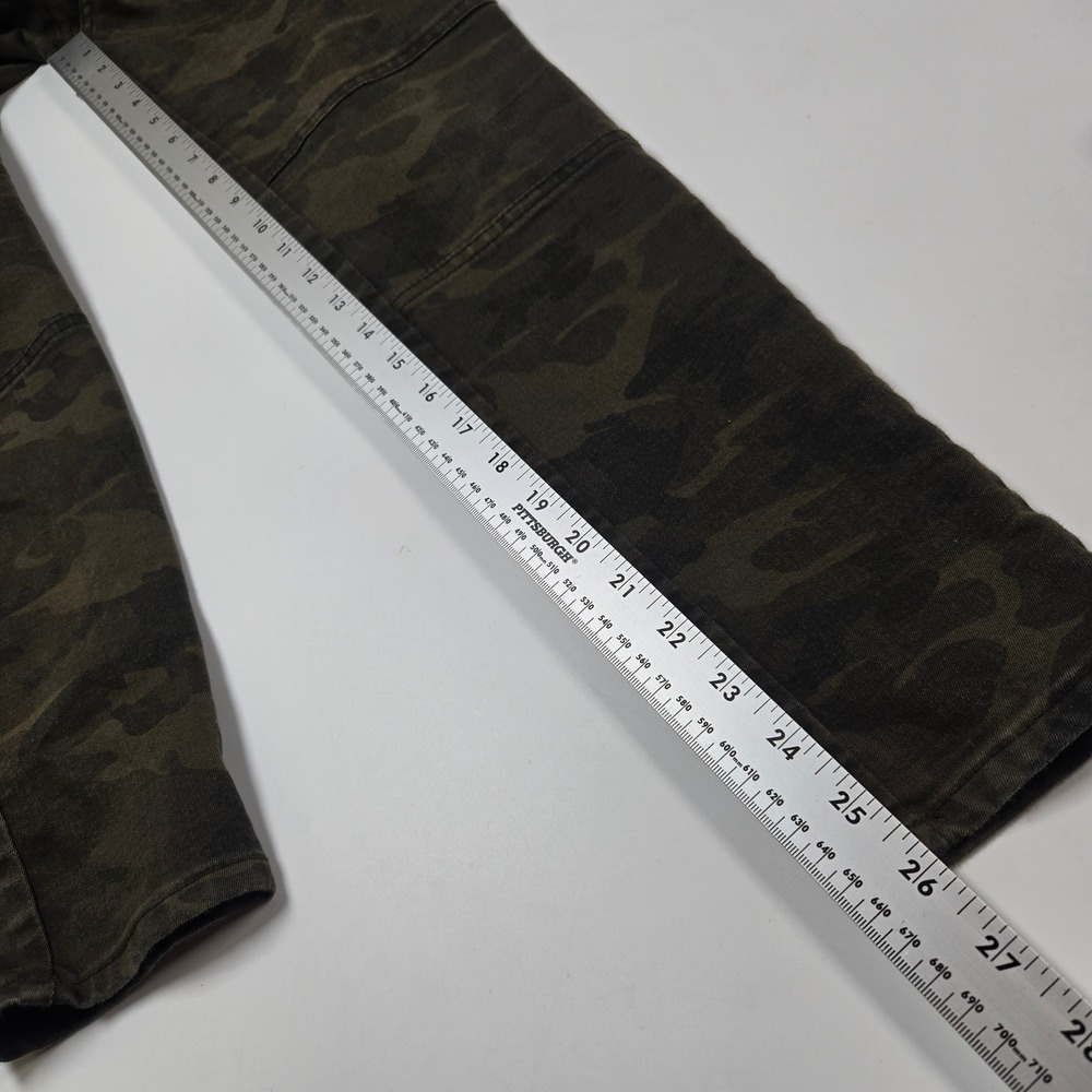 Zara Pants Women 6 Green Camo Moto Skinny Z1975 Denim Biker Ribbed Zipper Edgy - Picture 7 of 7